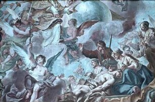 Glorie des heiligen Paulinus und Nebenbilder mit Szenen seiner Vita