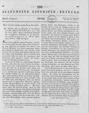 Baur, F. C.: Der Kritiker und der Fanatiker in der Person des H. W. J. Thiersch. Stuttgart: Becher 1846