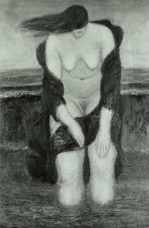 Frau vor Welle