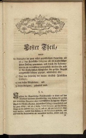 Erster Theil, worin die Richtigkeit der zwey ersten gegentheilige Hauptsätze, [...], gezeiget, [...] wird.
