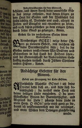 Andächtige Gebetter für den Mitwoch.