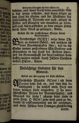 Andächtige Gebetter für den Mitwoch.