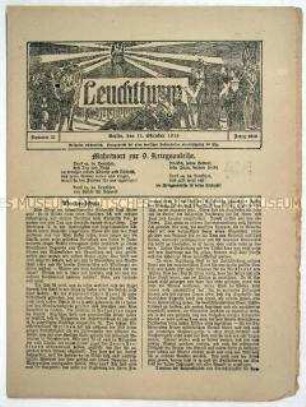 Nachrichtenblatt "Leuchtturm" mit Berichten über die militärische und politische Lage des Deutschen Reiches