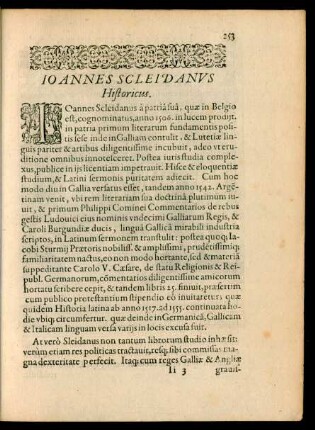 Ioannes Scleidanus Historicus.