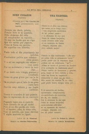 Una tristeza : (Tango)