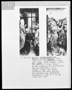 Der Middelburger Altar (Bladelin-Altar) — Die Sibylle von Tibur zeigt Kaiser Augustus die Erscheinung der Muttergottes
