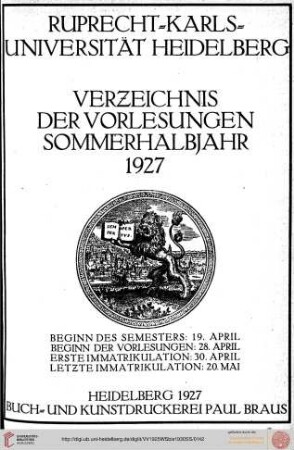 Sommersemester 1927