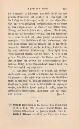 137-141 [Rezension] Atzberger, Leonhard, Die christliche Eschatologie in den Stadien ihrer Offenbarung im Alten und Neuen Testamente
