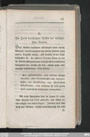 II. Die Zwölf berüchtigten Artikel der aufrührischen Bauern.