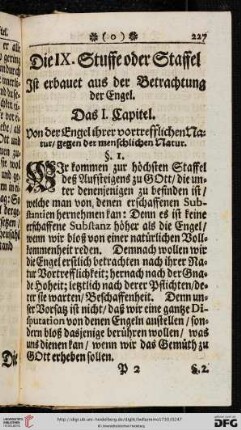 Die IX. Stuffe oder Staffel ist erbauet aus der Betrachtung der Engel