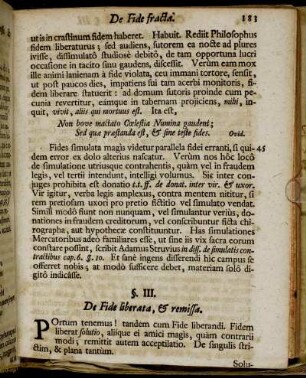 §. III. De Fide liberata, & remissa.
