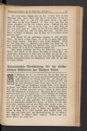 Paramenten- Ausstellung für die afrikanischen Missionen der Weißen Väter