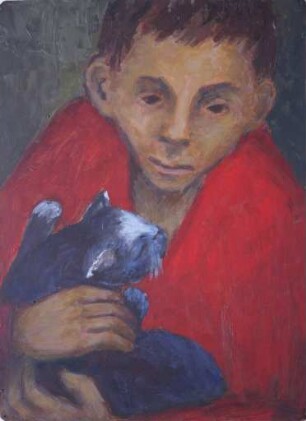 Knabe mit Katze