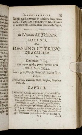 Locus II. De Deo Uno Et Trino.