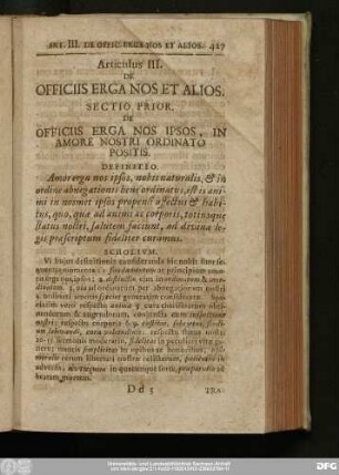 Articulus III. De Officiis Erga Nos Et Alios.
