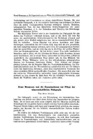 Ernst Meumann und die Organisation zur Pflege der wissenschaftlichen Pädagogik