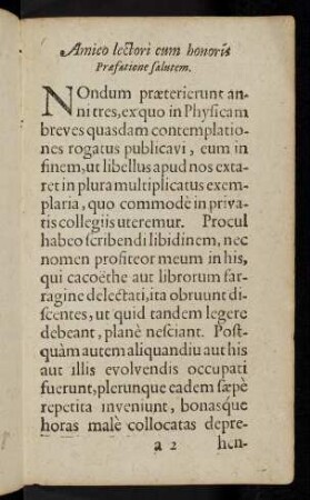 Praefatio ad Lectorem
