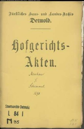 Neuhaus, Johann Dietrich, Bürgermeister zu Salzuflen gegen Bartold Schemmel in der Breden - Schuldforderung