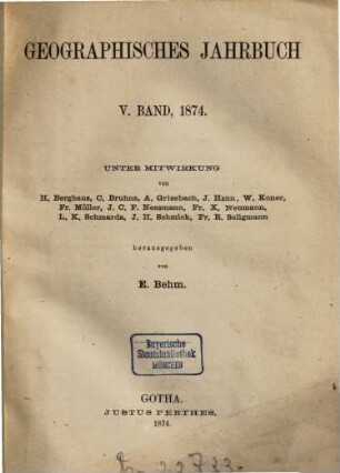 Geographisches Jahrbuch, 5. 1874