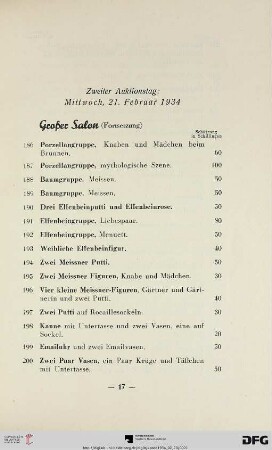 Zweiter Auktionstag: Mittwoch, 21. Februar 1934 (Nr. 186-372)