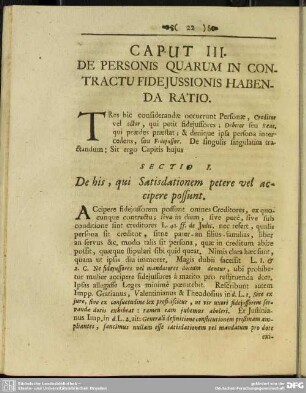 Caput III. De Personis Quarum In Contractu Fidejussionis Habenda Ratio