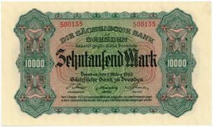 Geldschein, 10.000 Mark, 1.3.1923