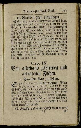 Cap. IX. Von allerhand gesottenen und gebratenen Fischen.