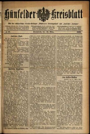 Ausgabe vom Samstag, den 26. März 1898.