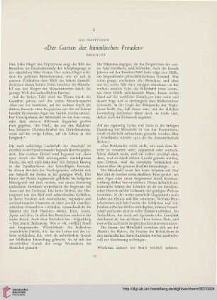 2. Das Triptychon "Der Garten der himmlischen Freuden" Übersicht