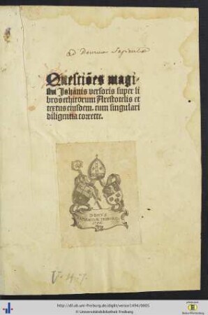 Questiōes magistri Johānis versoris super libros ethicorum Arestotelis et textus eiusdem : cum singulari diligentia correcte
