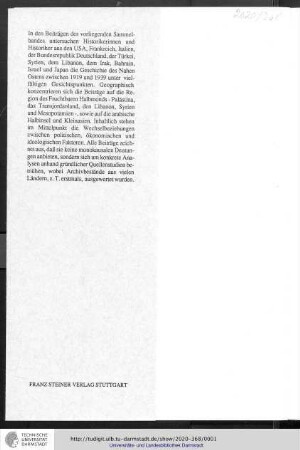 Der Nahe Osten in der Zwischenkriegszeit 1919-1939 : Die Interdependenz von Politik, Wirtschaft und Ideologie