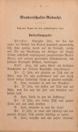 Bruderschafts-Andacht.