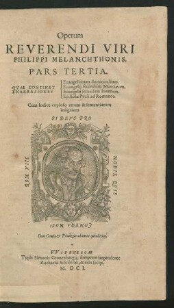 3: Operum omnium Reverendi Viri Philippi Melanchthonis Pars ...