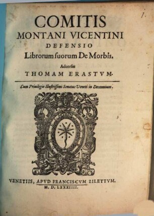 Defensio librorum suorum de Morbis adv. Thom. Erastum