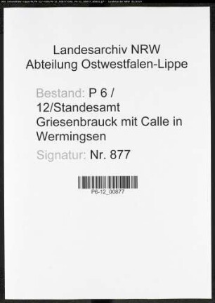 Sterberegister Standesamt Griesenbrauck