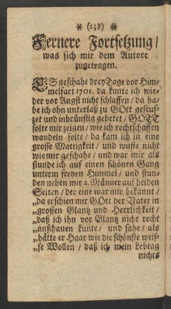 Fernere Fortsetzung/ was sich mit dem Autore zugetragen