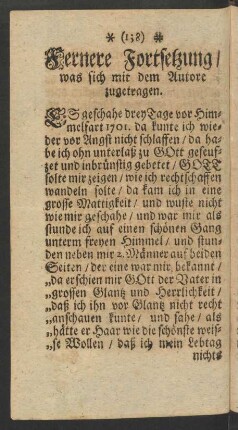 Fernere Fortsetzung/ was sich mit dem Autore zugetragen