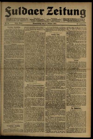 Erste Ausgabe vom Donnerstag, den 09. Januar 1913.