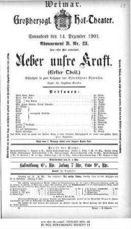 Ueber unsre Kraft (Erster Theil.)