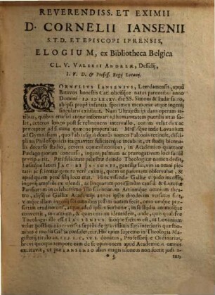 Cornelii Jansenii ... Tetrateuchus, sive commentarius in Sancta Jesu Christi Evangelia