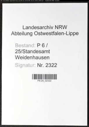 Sterberegister Standesamt Weidenhausen
