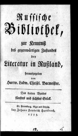 Des dritten Bandes fünftes und sechstes Stück.