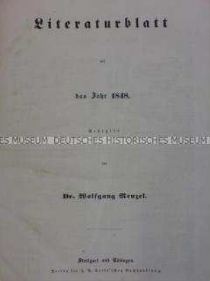 Literaturblatt auf das Jahr 1848