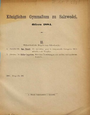 Jahresbericht : Ostern .... 1883/84