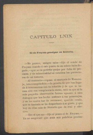 Capítulo LXIX - El de Freyssa prosigue su historia.