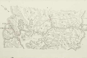 Kartenmaterial für Diavorträge. Reproduktion einer Karte der Panama-Kanal-Zone
