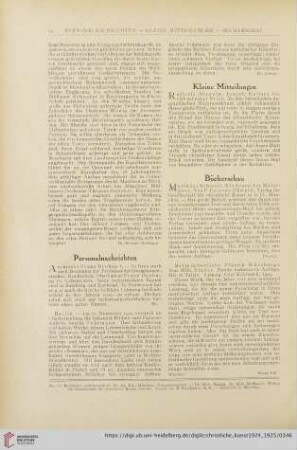 Personalnachrichten / Kleine Mitteilungen / Bücherschau