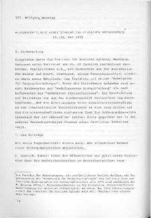 Wissenschaftliche Arbeitstagung zur deutschen Orthographie, 25./26. Mai 1979