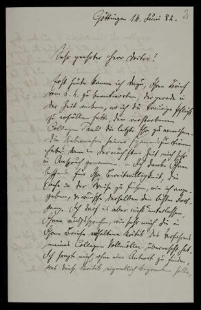 Nr. 2 Brief von Ludwig Weiland an Edward Schröder. Göttingen, 14.6.1882