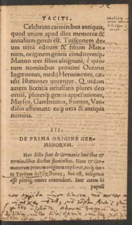III. De Prima Origine Germanorum.